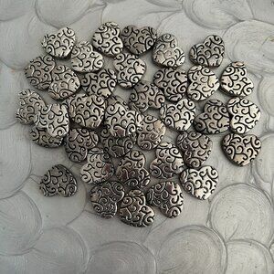 Antique Silver Finish Heart Beads 15x18mm Each